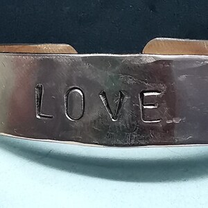 Copper Cuff Bangle. Love. Valentine gift