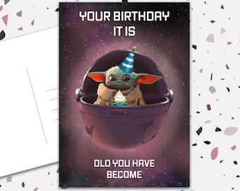 Yoda Birthday Card Etsy