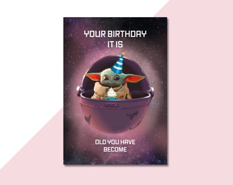 Geburtstagskarte Baby Yoda || Star Wars - Mandalorian ||  A6 Postkarte