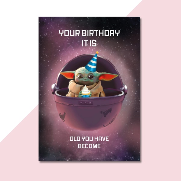 Birthday Card Baby Yoda || Star Wars - Mandalorian ||  A6 Postcard