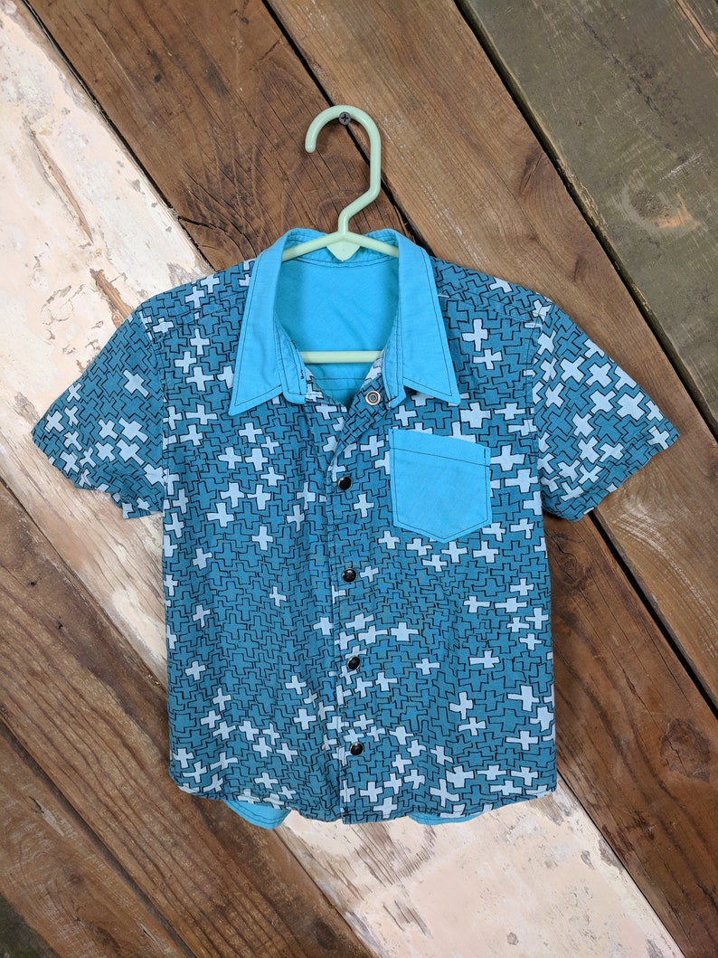 Handmade, one of a kind, toddler boy snap down shirt. image 1