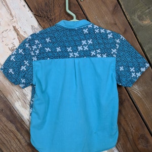 Handmade, one of a kind, toddler boy snap down shirt. image 2