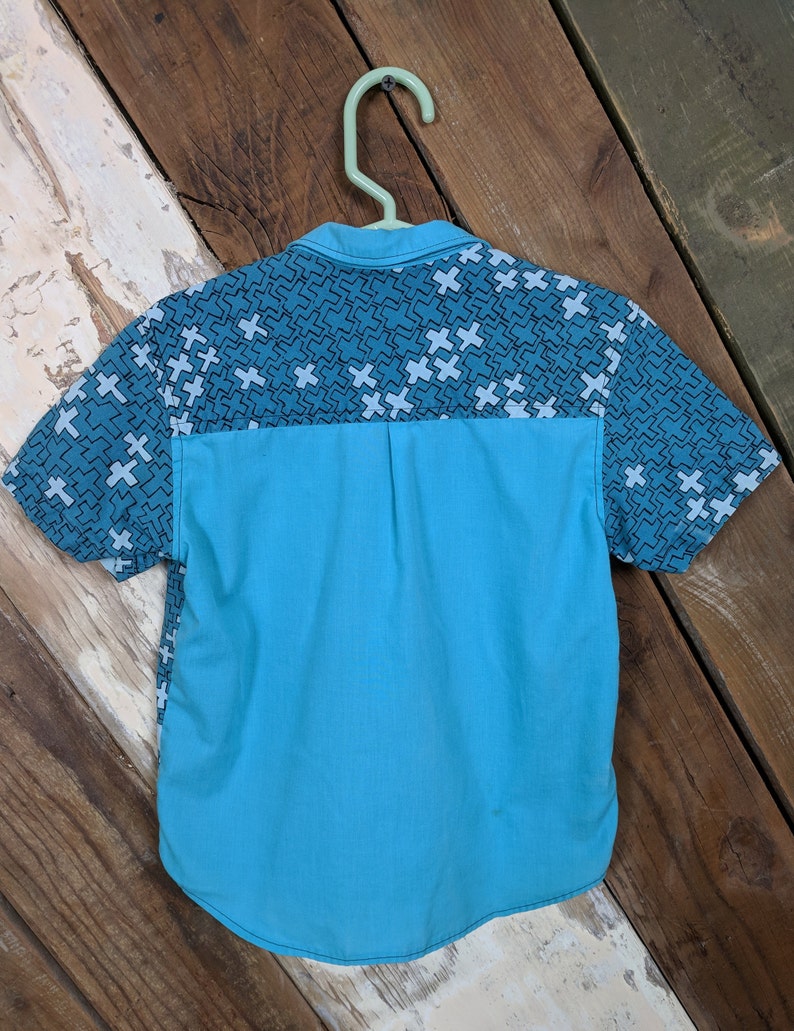 Handmade, one of a kind, toddler boy snap down shirt. image 2