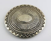 Vintage Navajo Large Oval Ethnic Tribal Design Belt Buckle 925 Sterling Silver OT 362