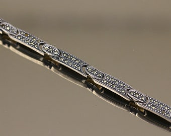 Vintage 925 Sterling Silver and Gold tone Herringbone Weave Tennis Bracelet