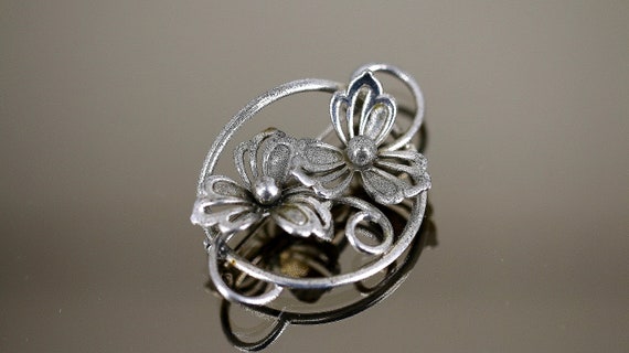 Vintage Antique Flowers Scroll Design Brooch Ster… - image 6