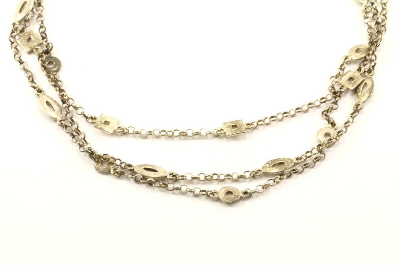 Vintage Three Strands Geometric Design Necklace 925 Sterling Nc 1242 273875147768
