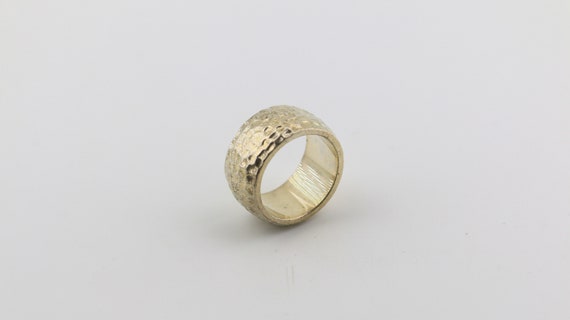 Vintage Thick Plain Simple Hammered Design Band R… - image 3