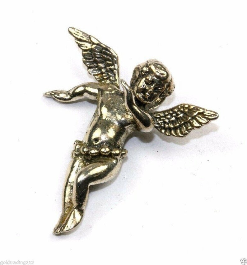 Vintage 3d Cupid Angel Amur Wwings Pendant 925 Sterling Pd 967 273818581831