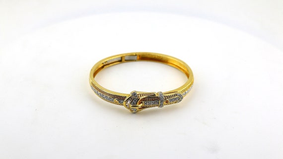 Vintage Gold Plated Belt Buckle Bangle Bracelet 9… - image 5