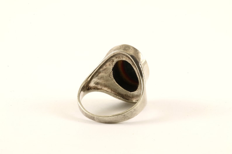 Vintage Oval Black Onyx Beaded Design Ring 925 Sterling RG 3513