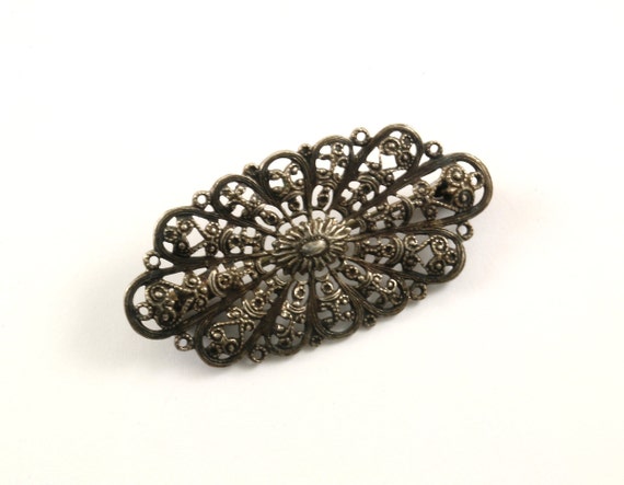 Vintage Beautiful Scroll Floral Design Brooch Ste… - image 1