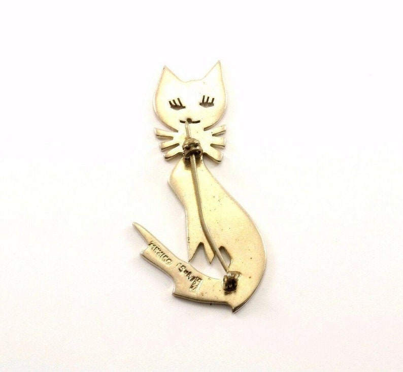 Vintage Taxco Cat Design Pinbrooch 925 Sterling Bb 784-e 123702070532