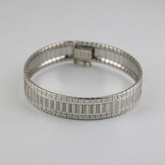 Vintage 925 Sterling Silver and Gold tone Herringbone Weave Tennis Bracelet