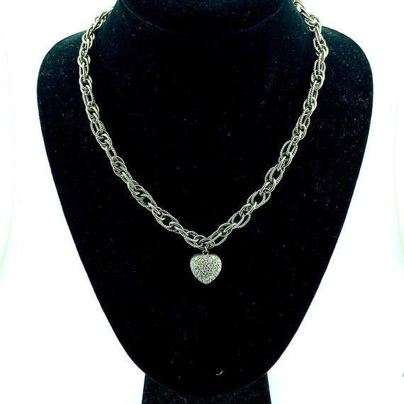 Diamonique shop heart necklace