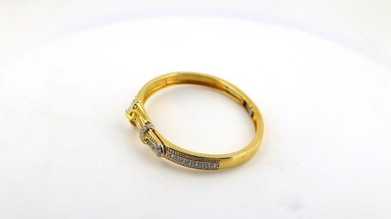 Vintage Gold Plated Belt Buckle Bangle Bracelet 9… - image 3