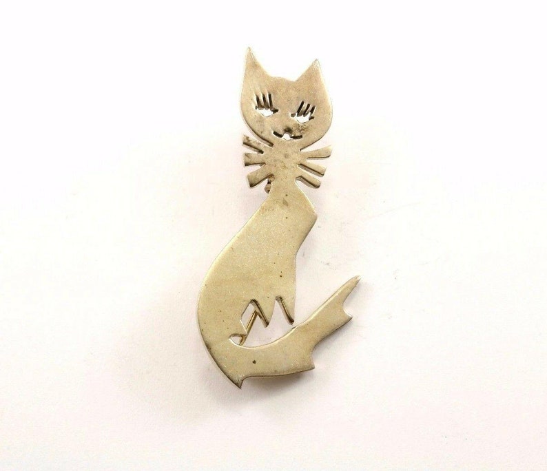 Vintage Taxco Cat Design Pinbrooch 925 Sterling Bb 784-e 123702070532