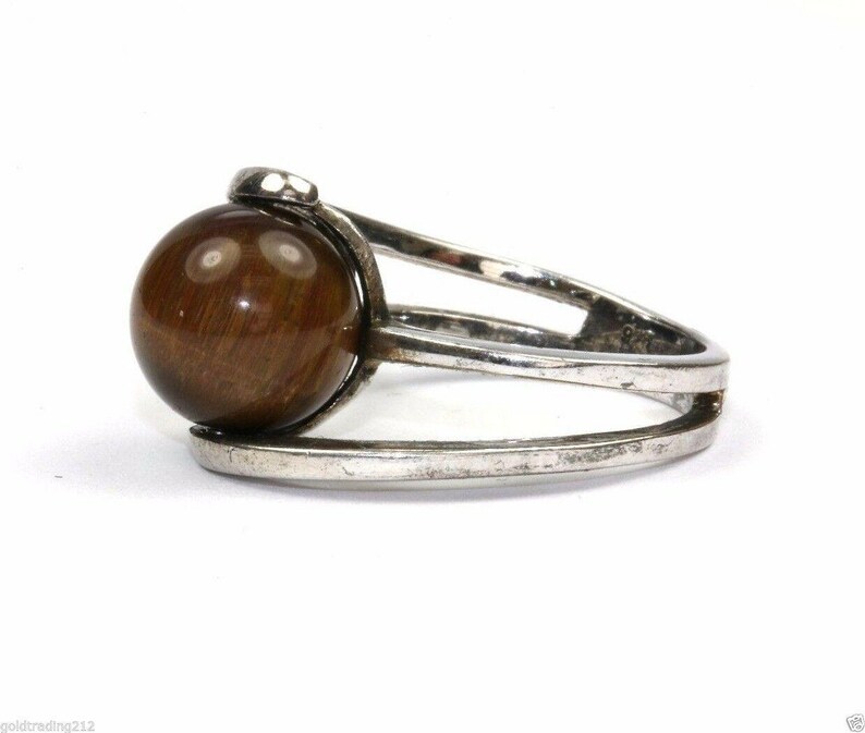 273833034577 925 Sterling Vintage Tiger/'s Eye Bead Overlap Bars Ring Rg 1384