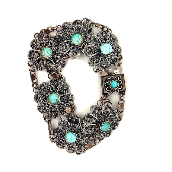 Vintage Bracelet |  Flower Floral Bracelet |  Blu… - image 5