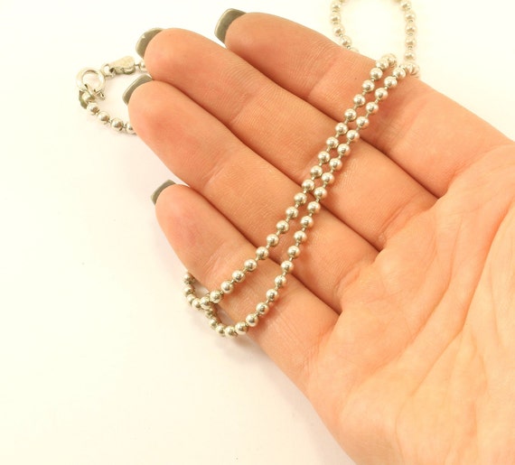 Vintage 20 Inch Small Thin Beads Beaded Design Chain Link Necklace