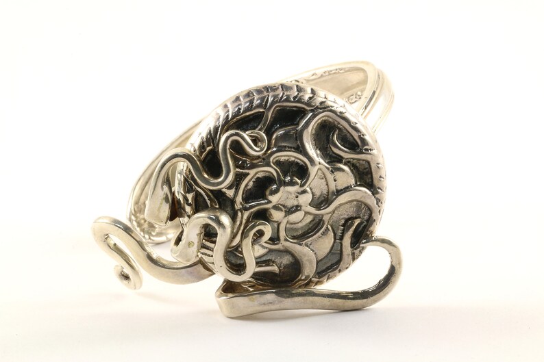 Vintage Beautiful Leonore Unique Fork Scroll Design Cuff Bracelet 925 Sterling Silver BR 3501