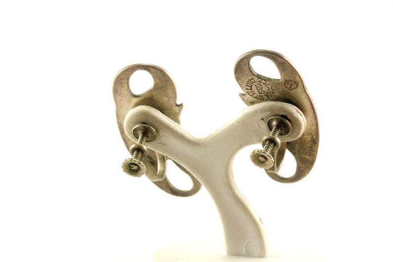 Vintage Abalone Flower Design Screw Back Earrings 925 Sterling Er 631 123759756637