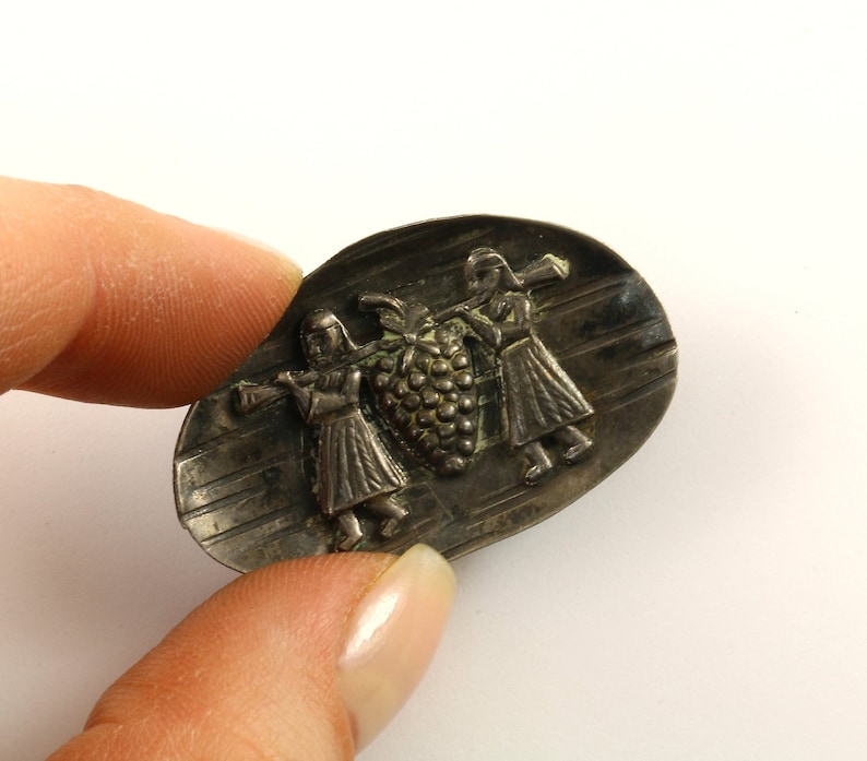 Vintage Small Mexico Aztec Design Brooch 925 Sterling Silver BB 1755