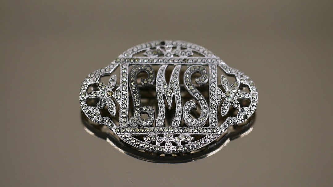 Vintage LMS Abbreviation Flower Floral Marcasite Patented Etsy