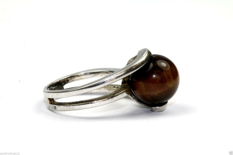 273833034577 925 Sterling Vintage Tiger/'s Eye Bead Overlap Bars Ring Rg 1384