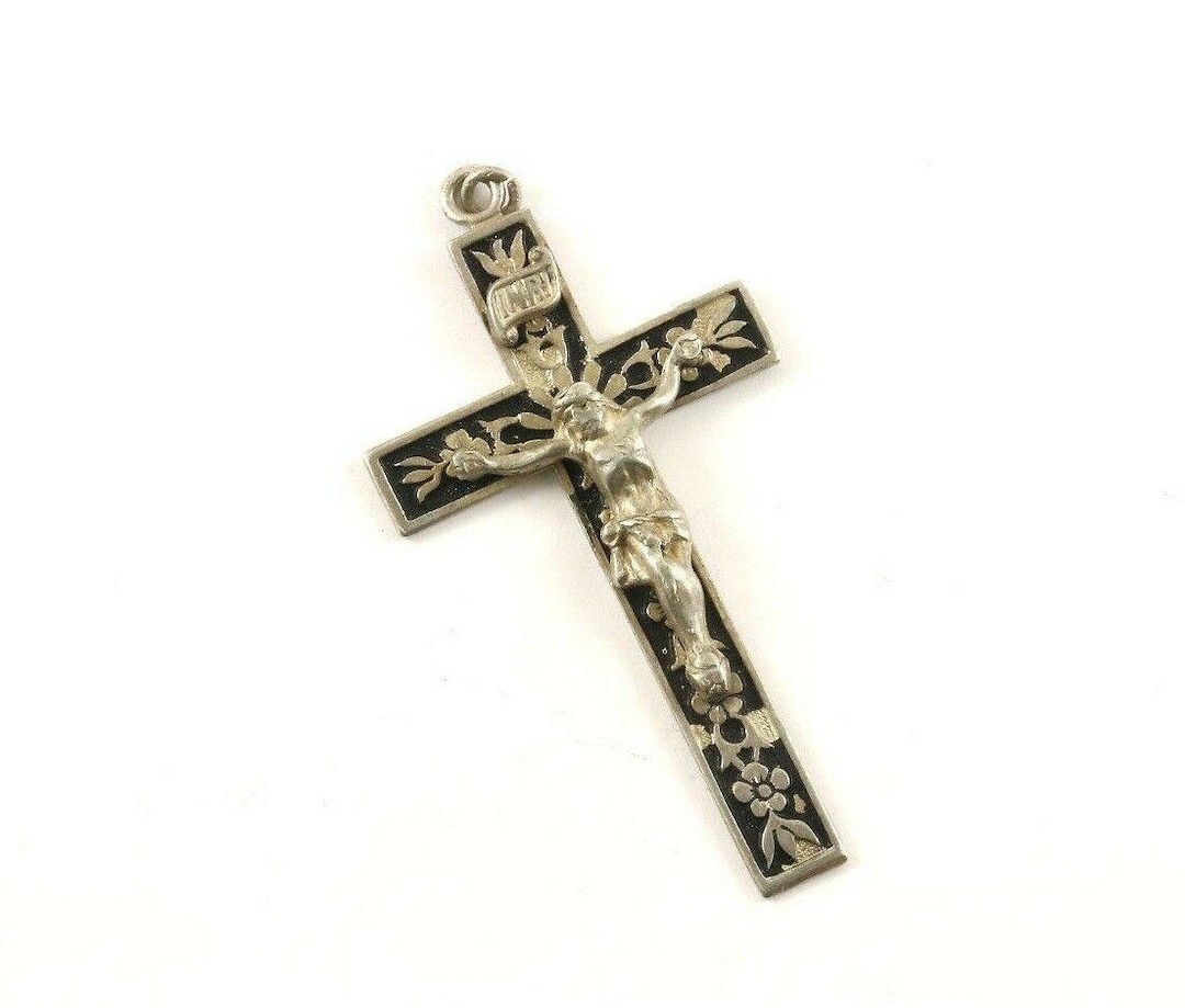 Vintage Religious Cross Floral Design Pendant Sterling 925 Silver Pd ...