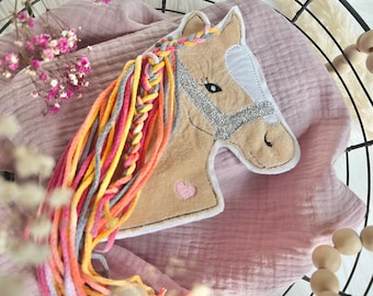 3D pony horse patch colorful hair glitter button for school bag application application