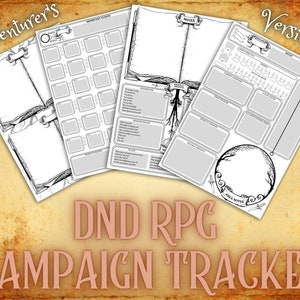 DnD Printable Journal, DM's DnD Campaign Tracker, Dungeons & Dragons RPG Game Campaign Planner, Session Notes, Illustrated Digital Version
