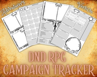 DnD Printable Journal, DM's DnD Campaign Tracker, Dungeons & Dragons RPG Game Campaign Planner, Session Notes, Illustrated Digital Version