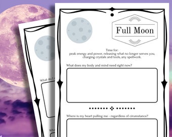 Full Moon Reflection Manifestation Printable, Reflection Ritual, Printable Book of Shadows, Grimoire Pages, Full Moon Magic A4 & A5