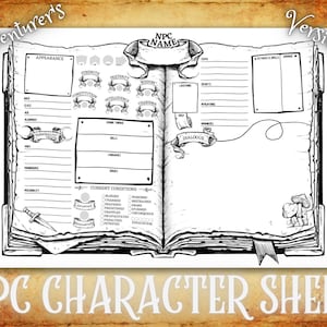 NPC Character Sheet, NPC Stats Tracker Printable, Dungeons & Dragons NPC Sheet, DnD Printable, DnD Printable Journal, DnD Session Notes