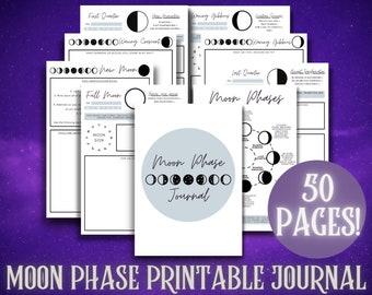 Moon Phase Witch Planner Journal - Full Moon - New Moon - Waning Moon - Waxing Moon - 50-Page Printable - Manifestation Work Sheet - Witchy
