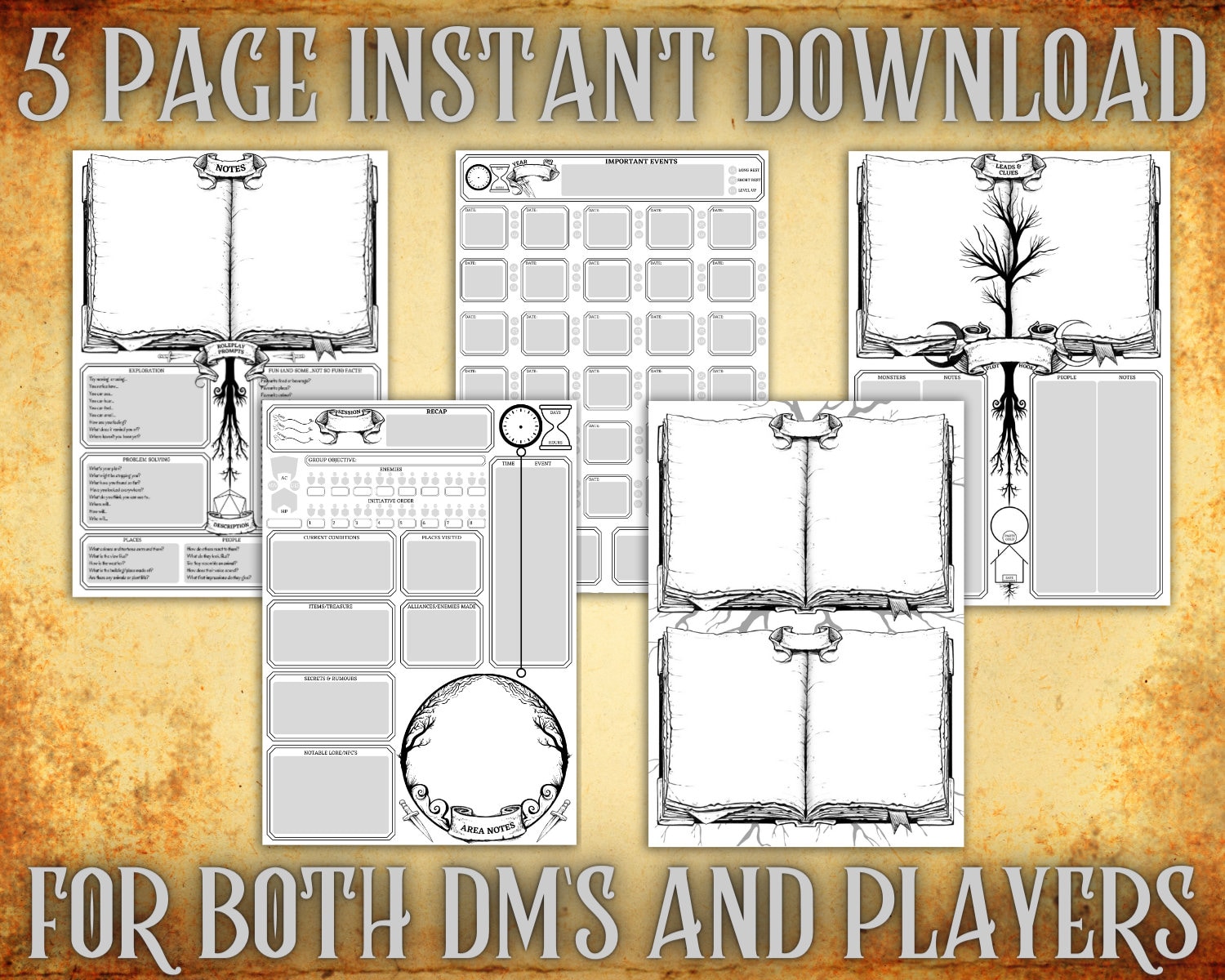 dnd-dungeons-dragons-campaign-planner-dnd-printable-dnd-etsy