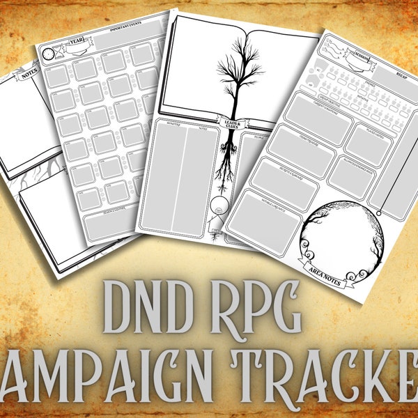 DnD Printable Journal, DM's DnD Campaign Tracker, Dungeons & Dragons RPG Game Campaign Planner, Session Notes, Simple Digital Version