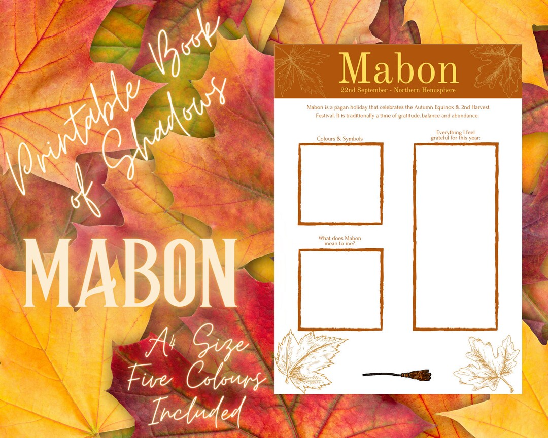 Mabon Printable 2-page Spread, 5 Colours, Wiccan Ritual, Printable Book ...