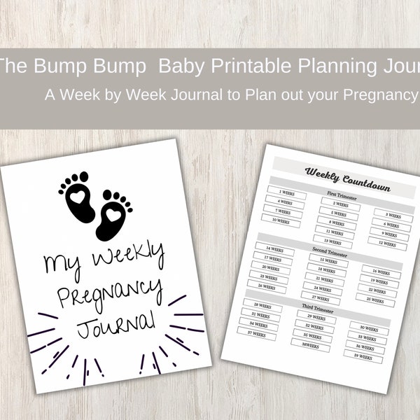 Printable Week By Week Pregnancy Jourbal Instant Download Pregnancy Planner Baby Shower Planner Hospital Bag Checklist