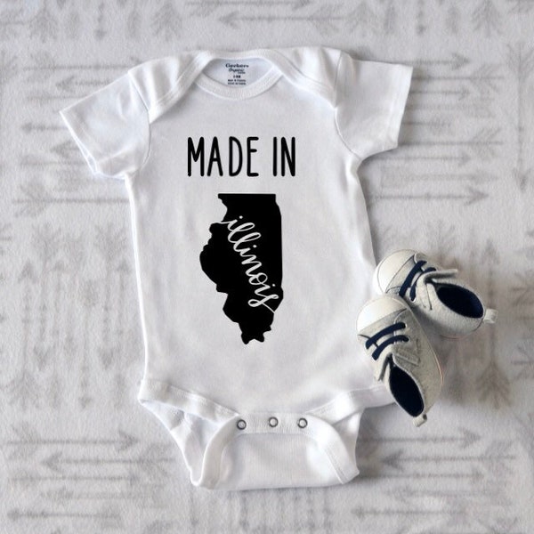 Made in Illinois Baby Onesie® ; Illinois Baby Outfit ; Gift For New Baby ; Funny Baby Shower Gift ; Illinois Onesie