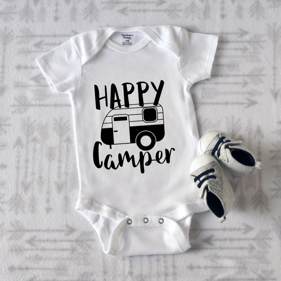 Happy Camper Cute Baby Outfit Mountain Baby Onesie Baby Etsy