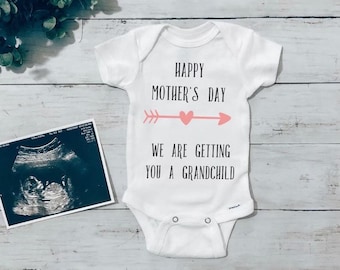 First Granddaughter Pregnancy Announcement Onesie® GIFTBOX Personalize Baby Gender Reveal Gift For Parents New Grandparents Grandma Grandpa