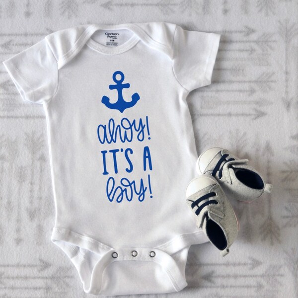 Ahoy It's a Boy Onesie® , Gender Reveal Ideas, Newborn Boy Photo Outfit, Coming Home Outfit Nautical Theme