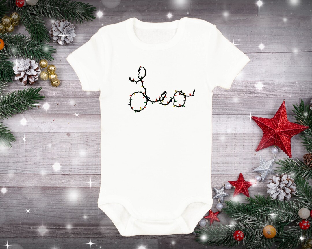 Personalized Hand Embroidered Name Christmas Lights Baby First Etsy