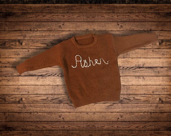 Custom Baby Sweater: Hand Embroidered Name & Monogram personalized hand embroidered name sweater Baby and Toddler Sweaters Baby shower gift