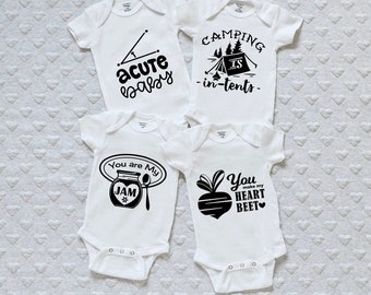 Set of 4  Pun Baby bodysuits |  Baby Shower Gift | Present for New Baby | Infant Outfits | Funny Punny Baby gift