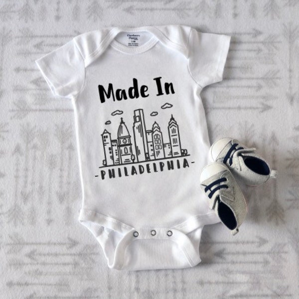 Made in Philadelphia Onesie ® Newborn Baby Gift; Baby Shower Gift; Philadelphia Onesie ®