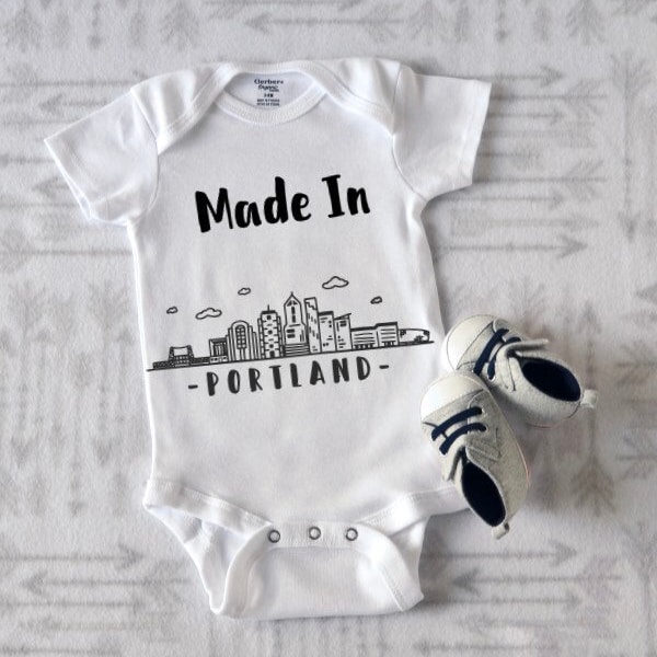 Made in Portland Baby Onesie® ; Portland Baby Outfit ; Gift For New Baby ; Funny Baby Shower Gift ; Oregon Onesie