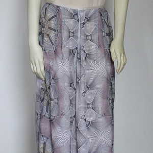 Women&#39;s Long Chiffon Skirt, Pleated Maxi Skirt With Pockets & Side Slit, Geo Print Custom Handmade